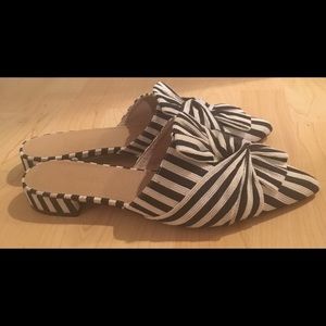 ASOS women’s slides bow black white striped 11
